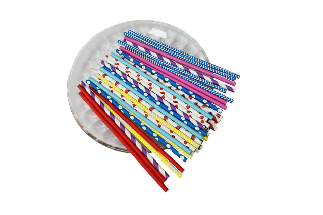 Colorful striped disposable paper straw