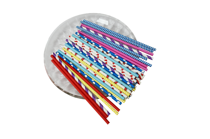 Colorful striped disposable paper straw